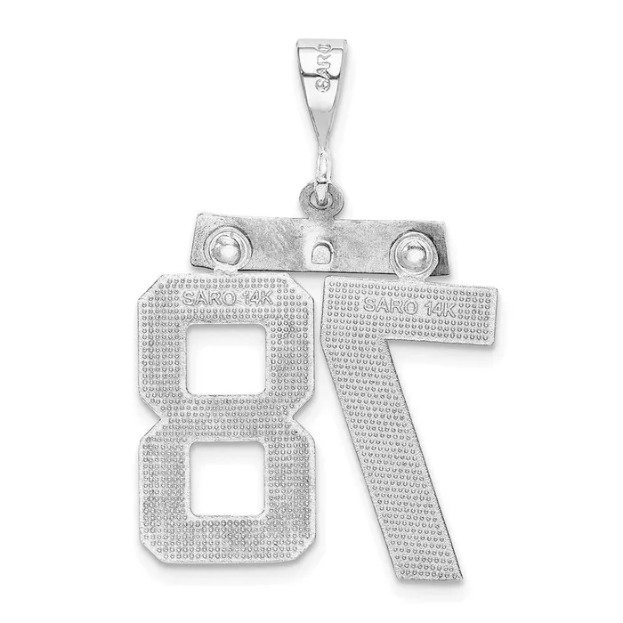 Charm Necklaces 14k White Goldw Small Brushed Diamondcut Number 78 Charm Goldia