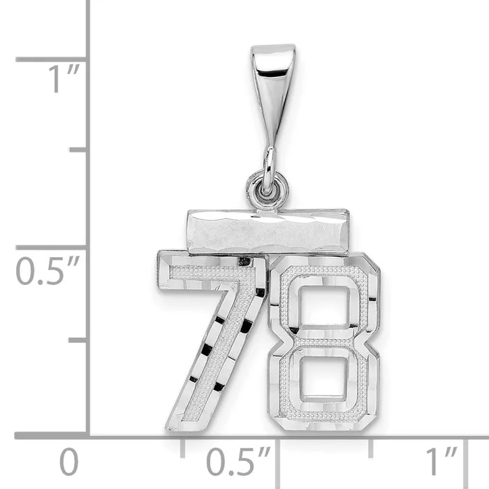 Charm Necklaces 14k White Goldw Small Brushed Diamondcut Number 78 Charm Goldia