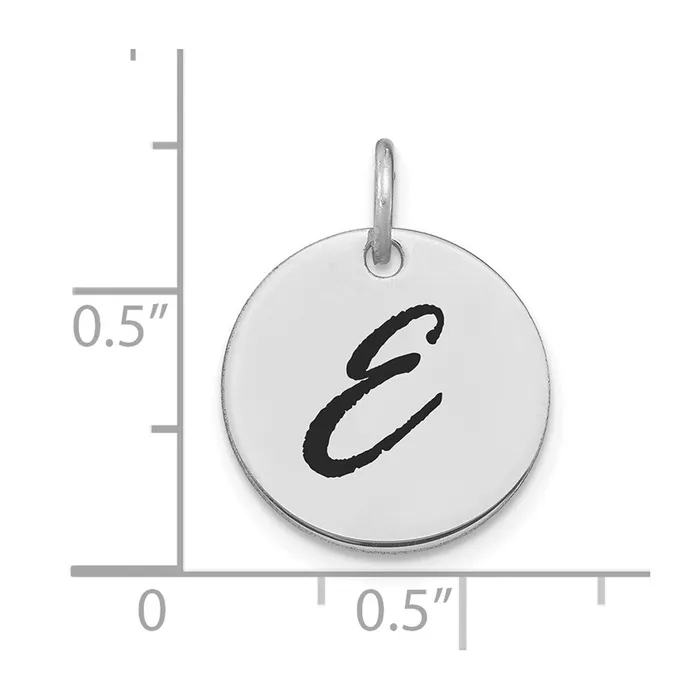 Charm Necklaces Goldia 14k White Goldw Polished Black Enamel Letter E Initial Disk Charm