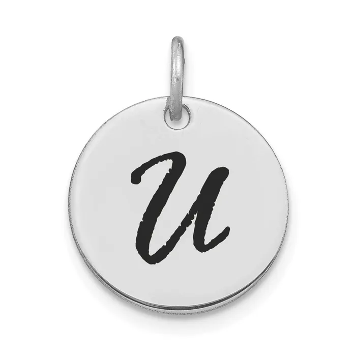 Charm Necklaces Goldia 14k White Goldw Polished Black Enamel Letter U Initial Disk Charm Charm Necklaces Goldia 14k White Goldw Polished Black Enamel Letter U Initial Disk Charm