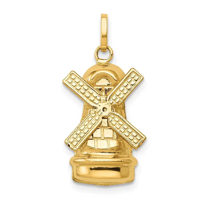 Charm Necklaces Goldia 14k Yellow Gold 3D Windmill Charm