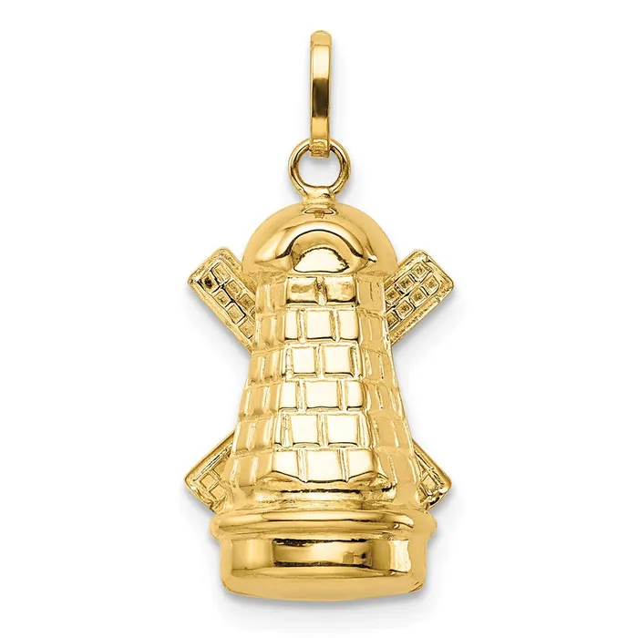 Charm Necklaces Goldia 14k Yellow Gold 3D Windmill Charm