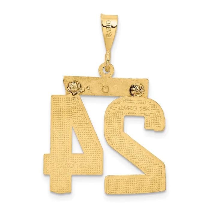 Charm Necklaces Goldia 14k Yellow Gold Small Brushed Diamondcut Number 24 Charm