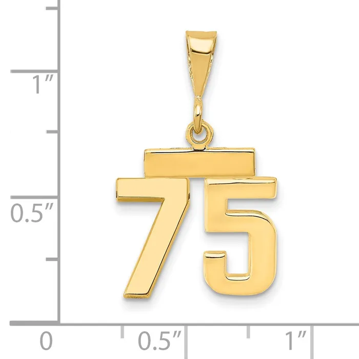 Charm Necklaces Goldia 14k Yellow Gold Small Polished Number 75 Charm