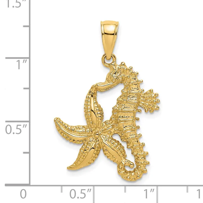 Charm Necklaces Goldia 14k Yellow Gold Starfish and Seahorse Charm