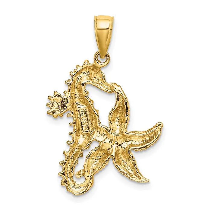 Charm Necklaces Goldia 14k Yellow Gold Starfish and Seahorse Charm