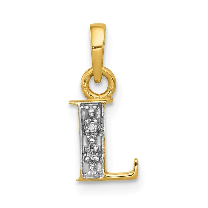 Charm Necklaces Goldiacom 14k and Rhodium Polished 01ct Diamond Initial L Charm Charm Necklaces Goldiacom 14k and Rhodium Polished 01ct Diamond Initial L Charm