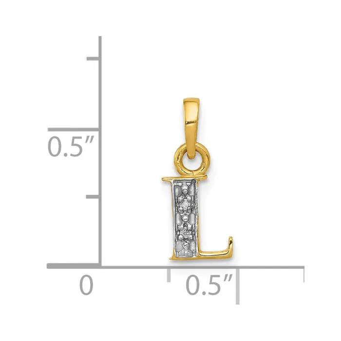 Charm Necklaces Goldiacom 14k and Rhodium Polished 01ct Diamond Initial L Charm