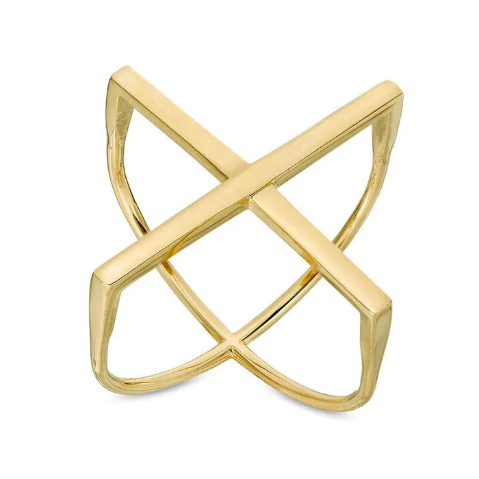 CrissCross Orbit Ring in Solid 14K Gold Size 7 Goldia Rings