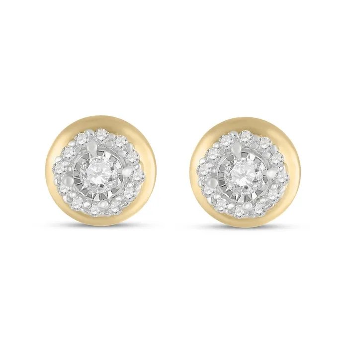 Earrings 10k Yellow Gold Round Diamond Halo Stud Earrings 14 Cttw gndatlanta