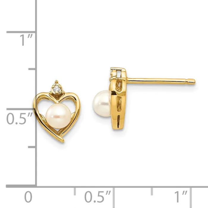 Earrings 14K Diamond and FW Cultured Pearl Earrings goldiaca