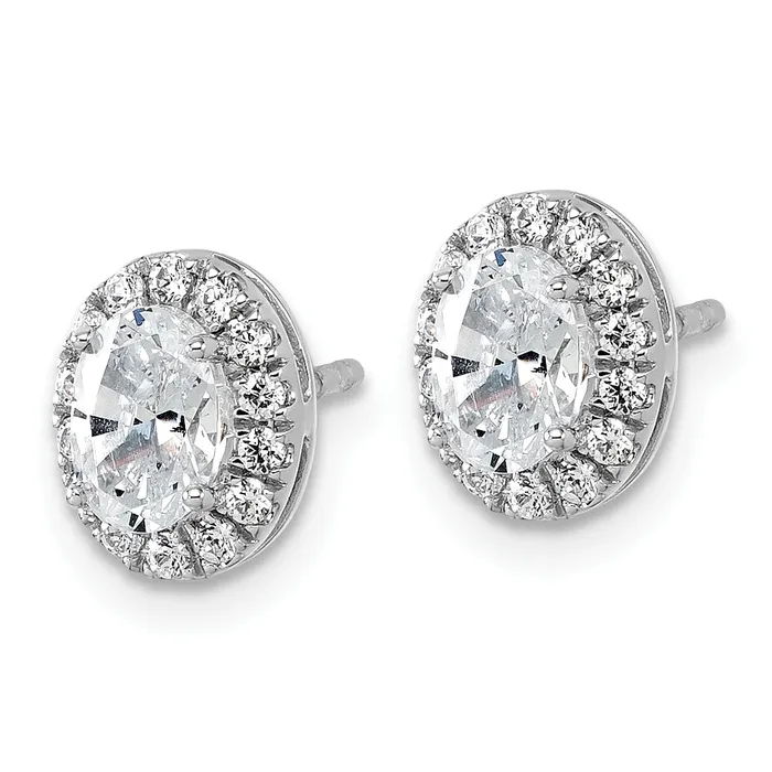 Earrings 14k White Gold 14 Ct Lab Grown Diamond VSSI G Oval Halo Earrings Goldia