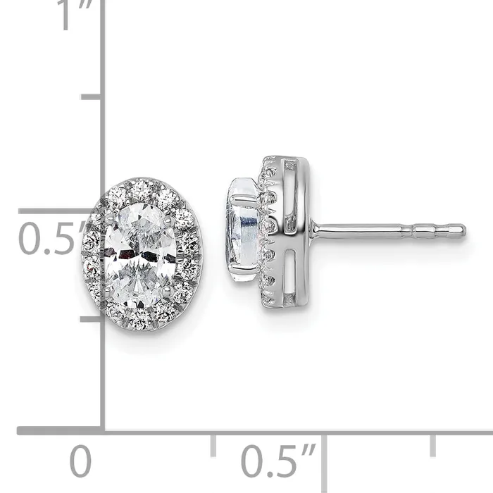 Earrings 14k White Gold 14 Ct Lab Grown Diamond VSSI G Oval Halo Earrings Goldia