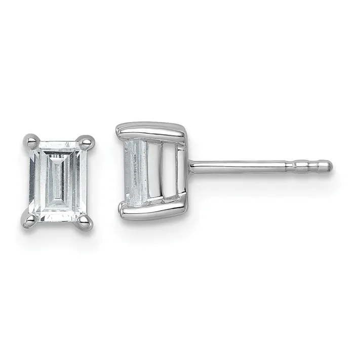Earrings 14k White Gold 1 ctw Lab Grown Diamond VSSI G Emerald 4 Prong Heavy Wt Stud Earrings Goldia Earrings 14k White Gold 1 ctw Lab Grown Diamond VSSI G Emerald 4 Prong Heavy Wt Stud Earrings Goldia