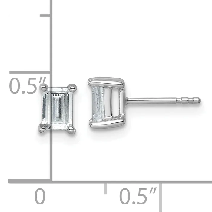 Earrings 14k White Gold 1 ctw Lab Grown Diamond VSSI G Emerald 4 Prong Heavy Wt Stud Earrings Goldia
