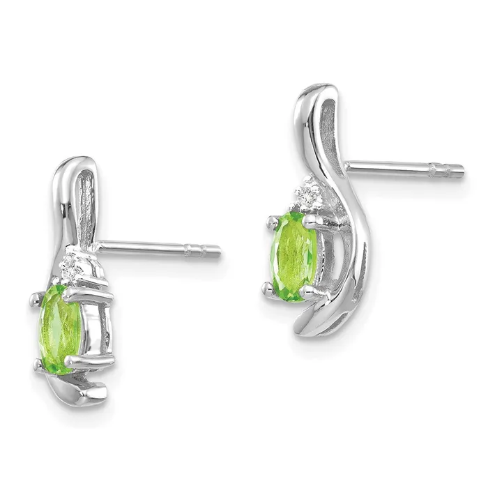 Earrings 14k White Gold Peridot Diamond Earring goldiaca