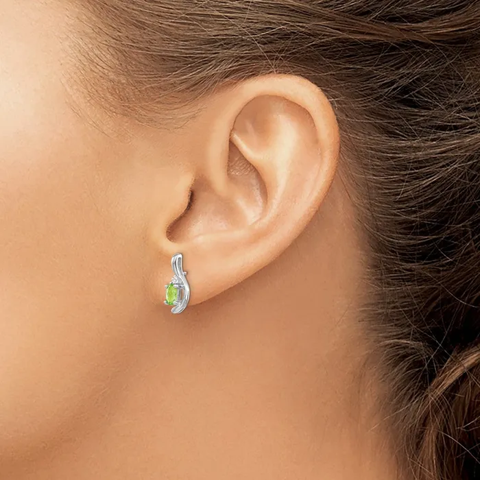 Earrings 14k White Gold Peridot Diamond Earring goldiaca
