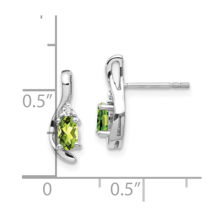 Earrings 14k White Gold Peridot Diamond Earring goldiaca