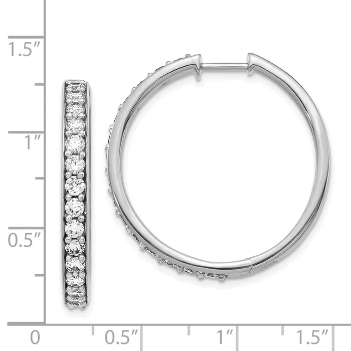 Earrings 14k White Gold Real Diamond Hinged Hoop Earrings Goldia