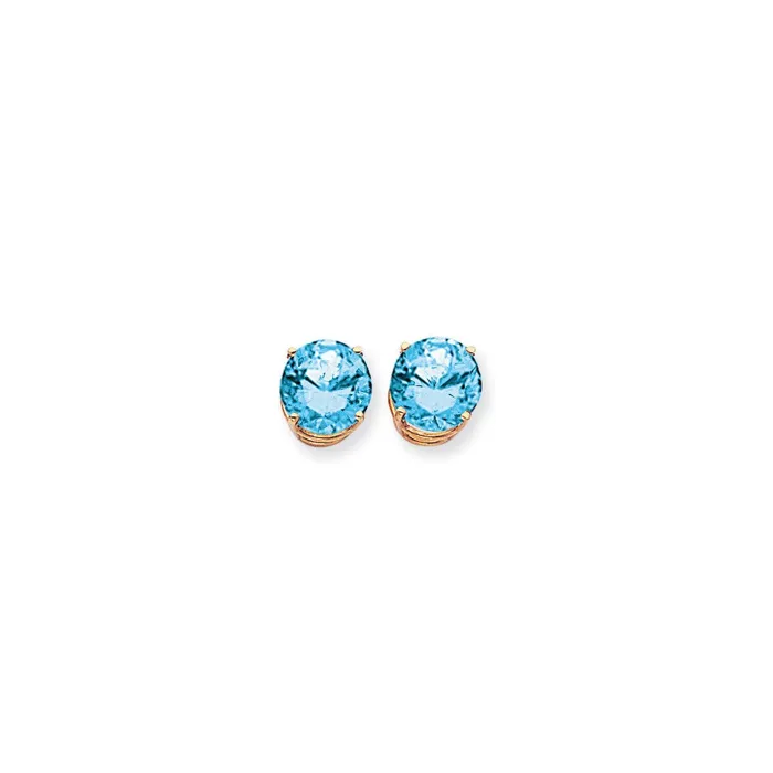 Earrings 14k Yellow Gold 10mm Blue Topaz Checker Earrings Goldia