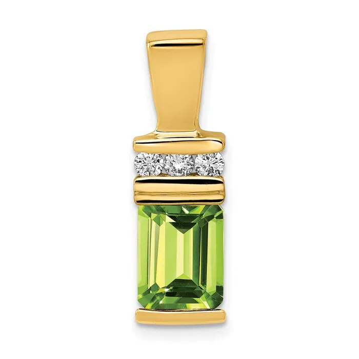 Earrings 14k Yellow Gold 8x6mm Emerald Cut Peridot VS Diamond Slide Goldia Earrings 14k Yellow Gold 8x6mm Emerald Cut Peridot VS Diamond Slide Goldia