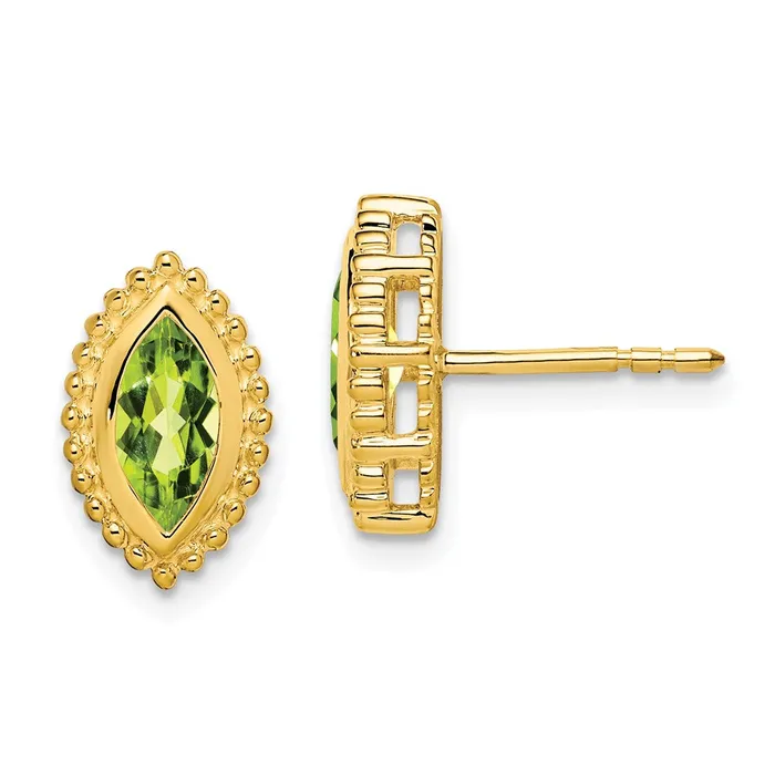 Earrings 14k Yellow Gold Marquise Peridot Post Earrings Goldia