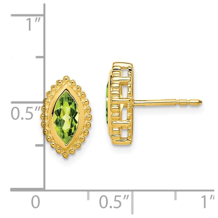 Earrings 14k Yellow Gold Marquise Peridot Post Earrings Goldia