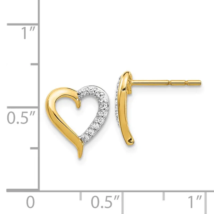 Earrings 14k Yellow Gold Real Diamond Heart Post Earrings Goldia