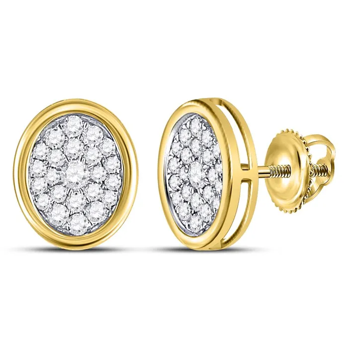 Earrings 14kt Yellow Gold Round Diamond Oval Cluster Earrings 34 Cttw gndatlanta Earrings 14kt Yellow Gold Round Diamond Oval Cluster Earrings 34 Cttw gndatlanta