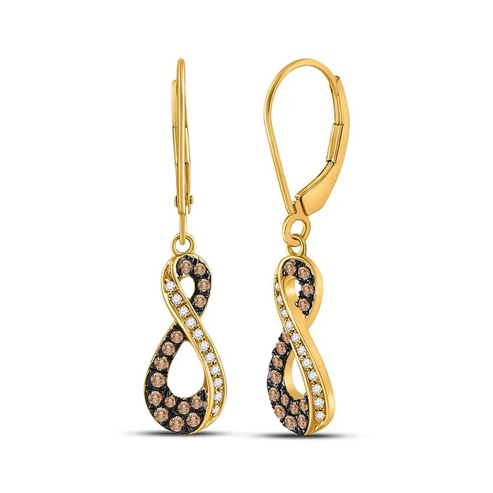 Earrings gndatlanta 10k Yellow Gold Round Brown Diamond Infinity Earrings 13 Cttw Earrings gndatlanta 10k Yellow Gold Round Brown Diamond Infinity Earrings 13 Cttw