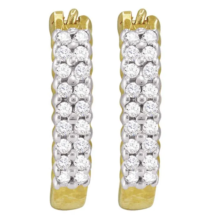 Earrings gndatlanta 10k Yellow Gold Round Diamond Huggie Hoop Earrings 14 Cttw Earrings gndatlanta 10k Yellow Gold Round Diamond Huggie Hoop Earrings 14 Cttw