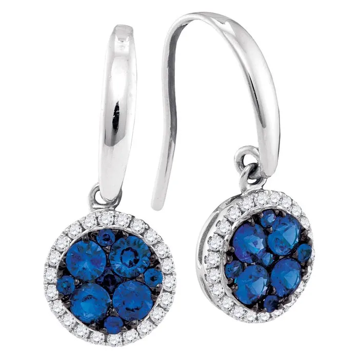 Earrings gndatlanta 14k White Gold Round Blue Sapphire Cluster Dangle Earrings 78 Cttw Earrings gndatlanta 14k White Gold Round Blue Sapphire Cluster Dangle Earrings 78 Cttw