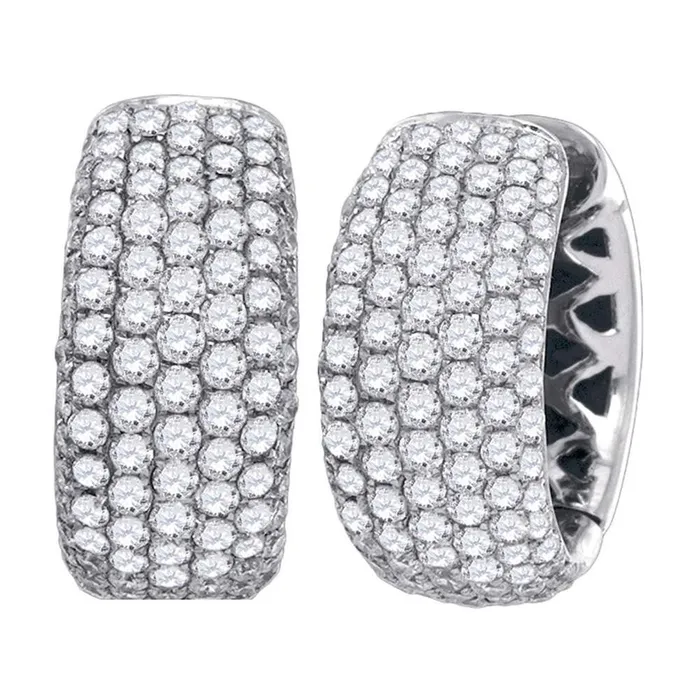 Earrings gndatlanta 14k White Gold Round Diamond Five Row Hoop Earrings 3 Cttw Earrings gndatlanta 14k White Gold Round Diamond Five Row Hoop Earrings 3 Cttw