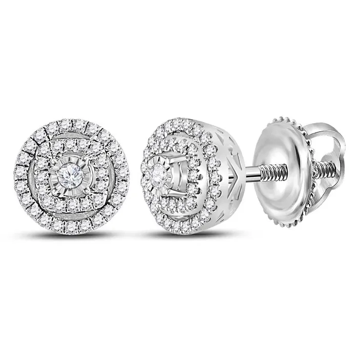 Earrings gndatlanta 14k White Gold Round Diamond Halo Earrings 14 Cttw