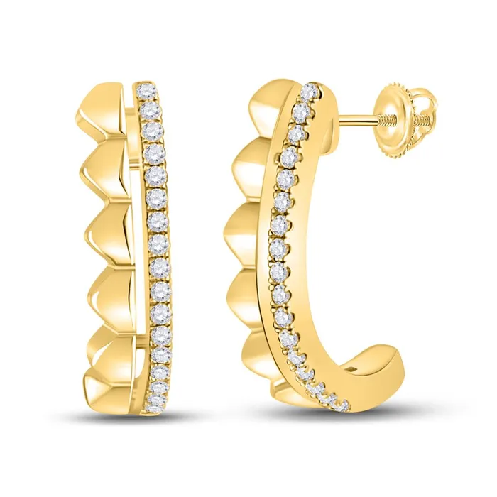 Earrings gndatlanta 14k Yellow Gold Round Diamond Fashion Hoop Earrings 110 Cttw Earrings gndatlanta 14k Yellow Gold Round Diamond Fashion Hoop Earrings 110 Cttw