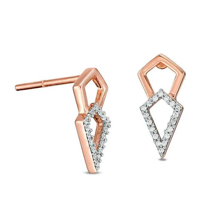 Earrings Goldia 007 CT TW Diamond Double KiteShaped Stud Earrings in 10K Rose Gold Earrings Goldia 007 CT TW Diamond Double KiteShaped Stud Earrings in 10K Rose Gold