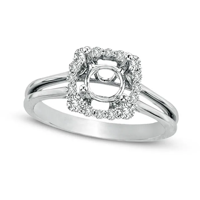 Earrings Goldia 033 CT TW Natural Diamond Frame Split Shank SemiMount in Solid 18K White Gold GSI1