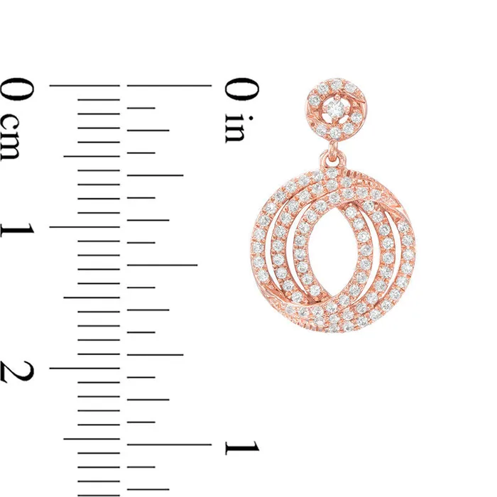 Earrings Goldia 05 CT TW Diamond Three Row Swirl Circle Drop Earrings in 10K Rose Gold Earrings Goldia 05 CT TW Diamond Three Row Swirl Circle Drop Earrings in 10K Rose Gold