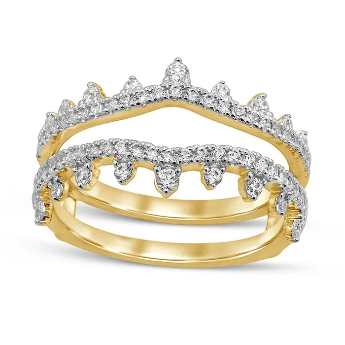Earrings Goldia 050 CT TW Natural Clarity Enhanced Diamond Double Crown Solitaire Enhancer in Solid 14K Gold