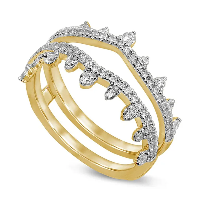 Earrings Goldia 050 CT TW Natural Clarity Enhanced Diamond Double Crown Solitaire Enhancer in Solid 14K Gold Earrings Goldia 050 CT TW Natural Clarity Enhanced Diamond Double Crown Solitaire Enhancer in Solid 14K Gold