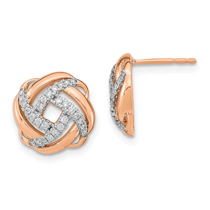 Earrings Goldia 14k Rose Gold Polished Real Diamond Love Knot Post Earrings Earrings Goldia 14k Rose Gold Polished Real Diamond Love Knot Post Earrings