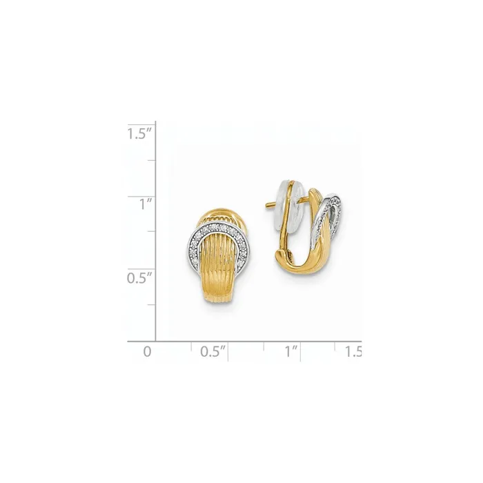 Earrings Goldia 14k Twotone Gold Diamond Polished Omega Back Earrings