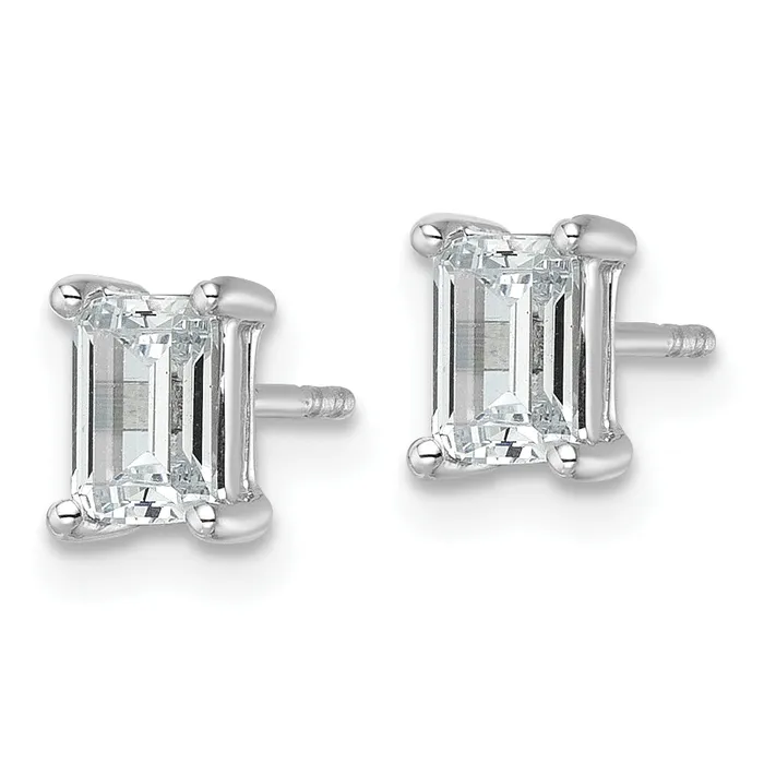 Earrings Goldia 14k White Gold 1 12 ctw Certified Lab Grown Diamond VSSI G Emerald 4 Prong Heavy Wt Stud Earrings