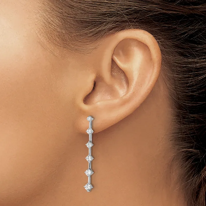 Earrings Goldia 14k White Gold 1 Ct Lab Grown Diamond VSSI G Six Stone Dangle Post Earrings