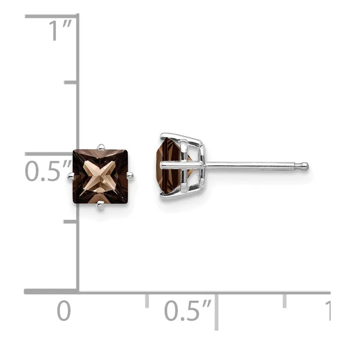Earrings Goldia 14k White Gold 5mm Square Smok Yellow Gold Quartz Earrings