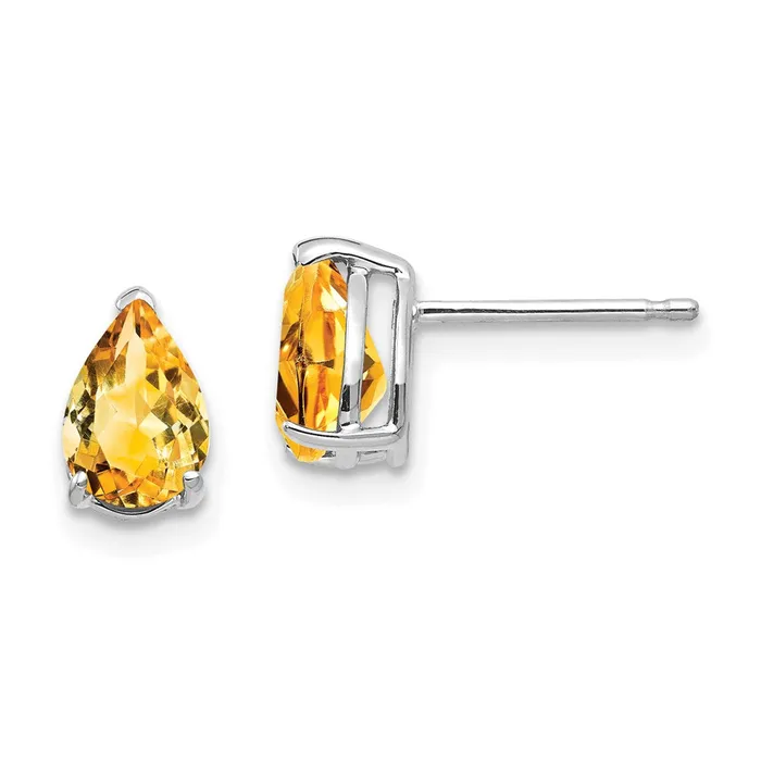 Earrings Goldia 14k White Gold 7x5mm Pear Citrine Earrings