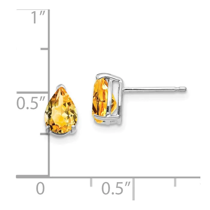 Earrings Goldia 14k White Gold 7x5mm Pear Citrine Earrings