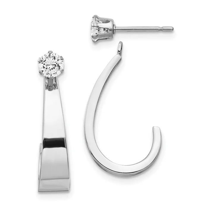 Earrings Goldia 14k White Gold J Hoop wCZ Earring Jackets