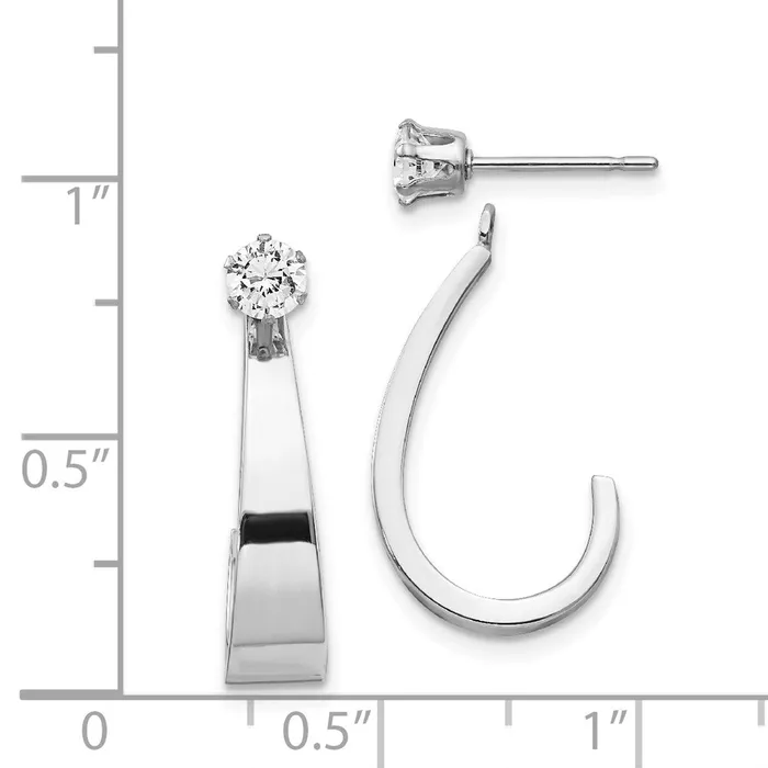 Earrings Goldia 14k White Gold J Hoop wCZ Earring Jackets
