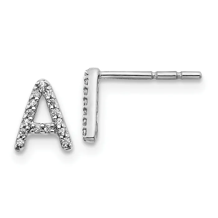 Earrings Goldia 14K White Gold Lab Grown VSSI G Diamond Letter A Initial Post Earrings Earrings Goldia 14K White Gold Lab Grown VSSI G Diamond Letter A Initial Post Earrings